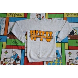 Vintage WVU Mountaineers Crewneck Sweatshirt Small 90s USA West Virginia Gray